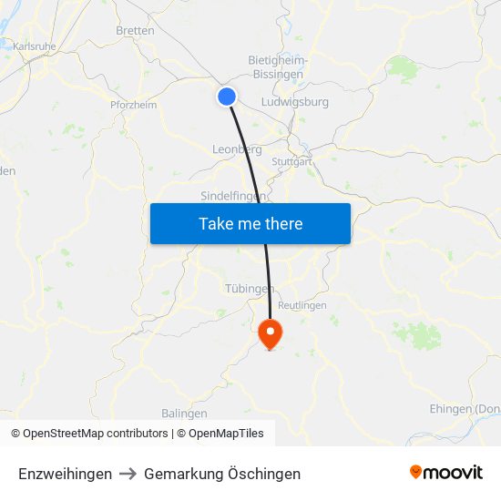 Enzweihingen to Gemarkung Öschingen map