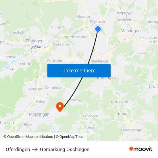 Oferdingen to Gemarkung Öschingen map