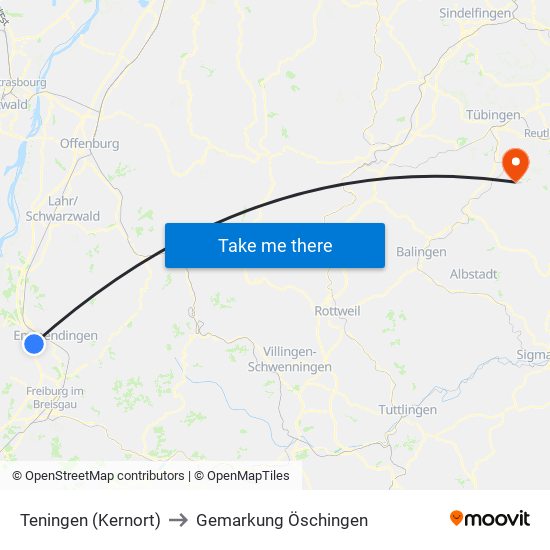 Teningen (Kernort) to Gemarkung Öschingen map