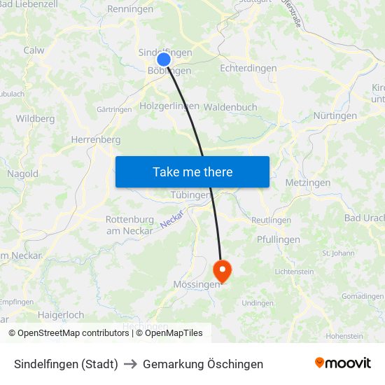 Sindelfingen (Stadt) to Gemarkung Öschingen map