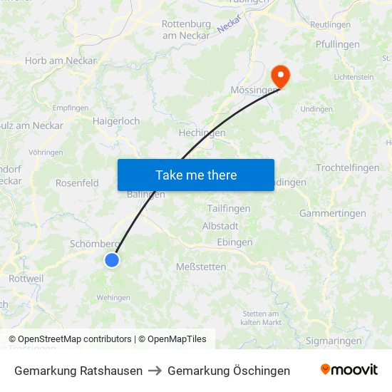 Gemarkung Ratshausen to Gemarkung Öschingen map