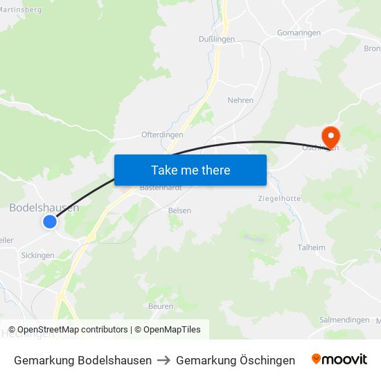 Gemarkung Bodelshausen to Gemarkung Öschingen map