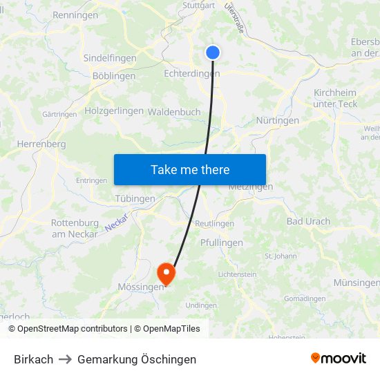 Birkach to Gemarkung Öschingen map