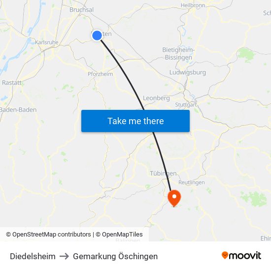 Diedelsheim to Gemarkung Öschingen map