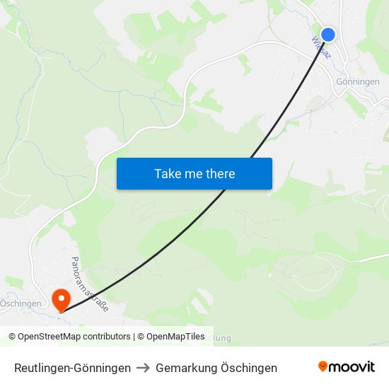 Reutlingen-Gönningen to Gemarkung Öschingen map