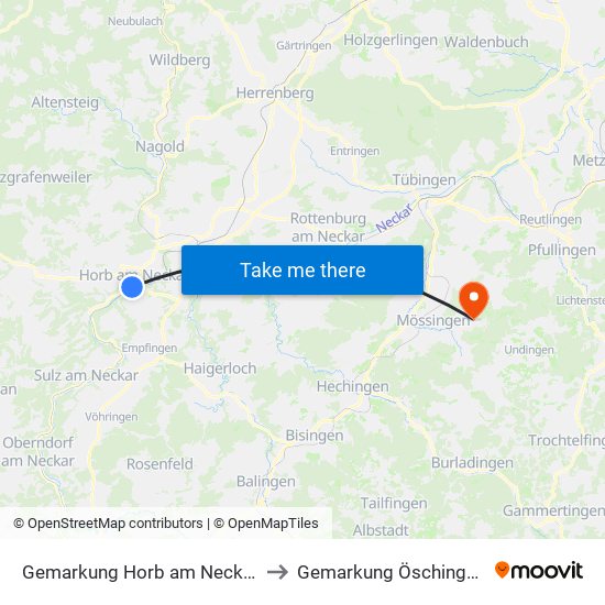 Gemarkung Horb am Neckar to Gemarkung Öschingen map
