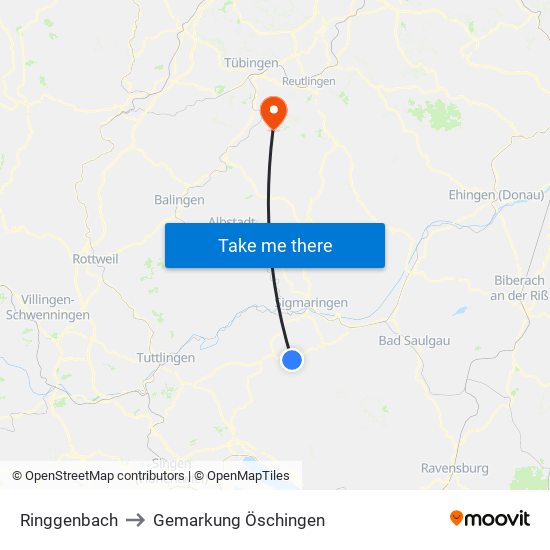 Ringgenbach to Gemarkung Öschingen map