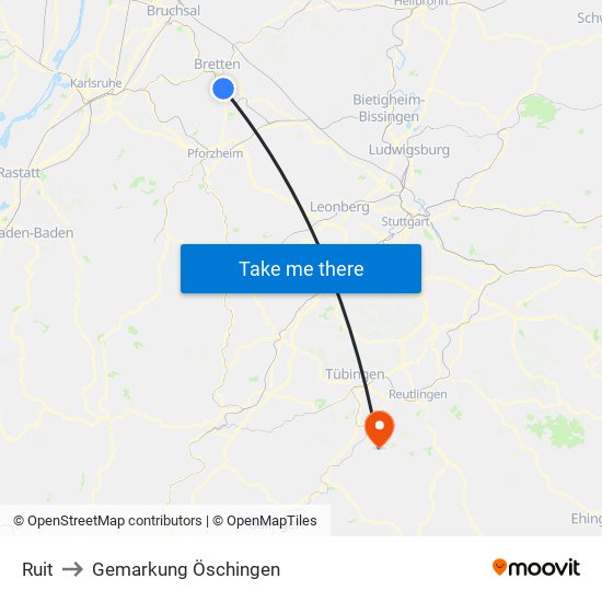 Ruit to Gemarkung Öschingen map