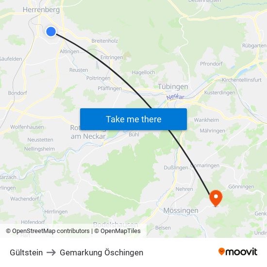 Gültstein to Gemarkung Öschingen map