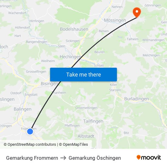 Gemarkung Frommern to Gemarkung Öschingen map