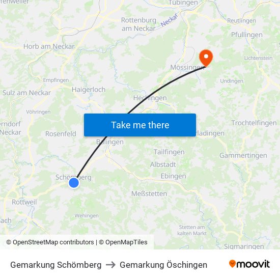 Gemarkung Schömberg to Gemarkung Öschingen map