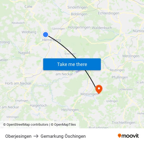 Oberjesingen to Gemarkung Öschingen map