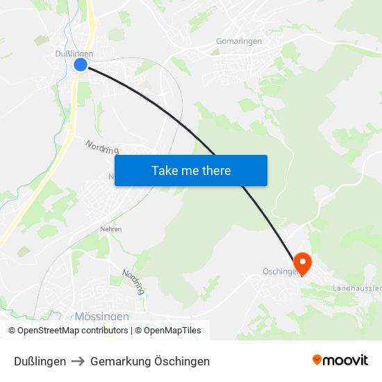 Dußlingen to Gemarkung Öschingen map