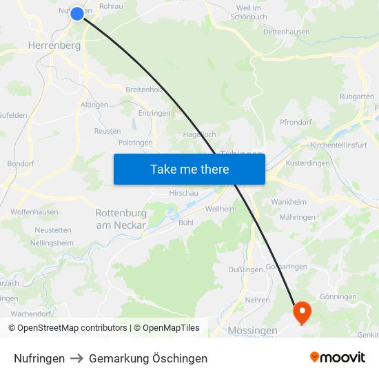 Nufringen to Gemarkung Öschingen map