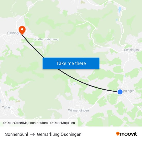 Sonnenbühl to Gemarkung Öschingen map