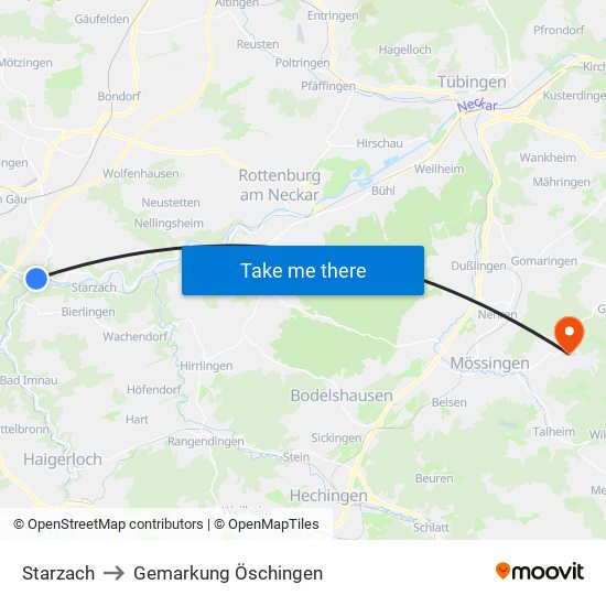 Starzach to Gemarkung Öschingen map