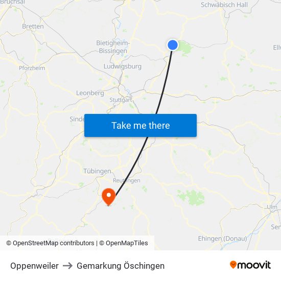 Oppenweiler to Gemarkung Öschingen map