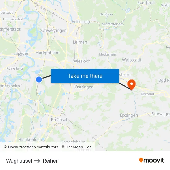 Waghäusel to Reihen map