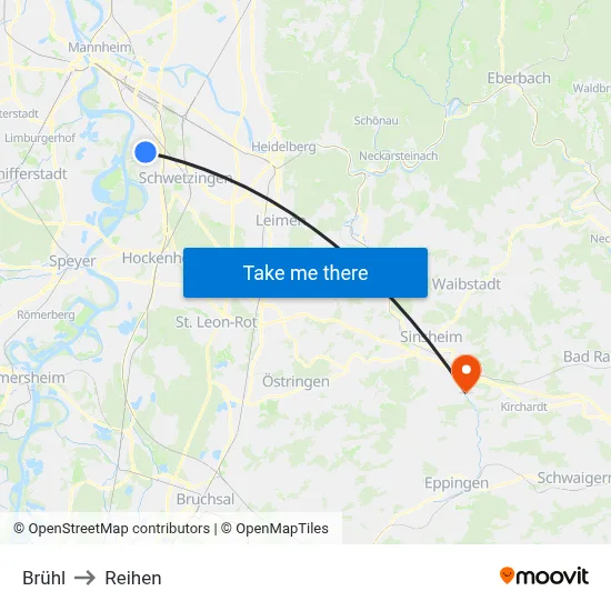 Brühl to Reihen map