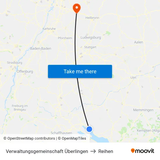 Verwaltungsgemeinschaft Überlingen to Reihen map