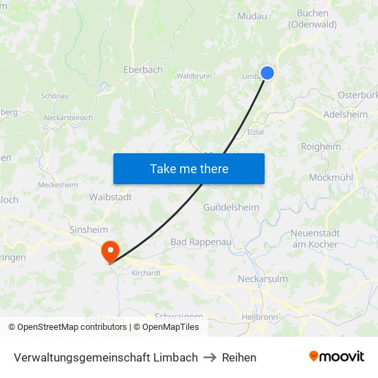 Verwaltungsgemeinschaft Limbach to Reihen map