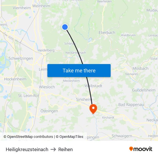 Heiligkreuzsteinach to Reihen map