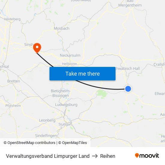 Verwaltungsverband Limpurger Land to Reihen map