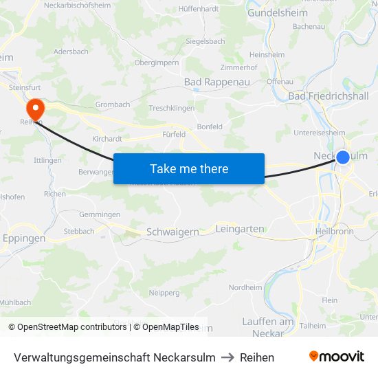 Verwaltungsgemeinschaft Neckarsulm to Reihen map