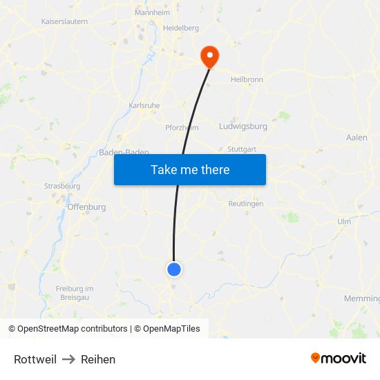 Rottweil to Reihen map