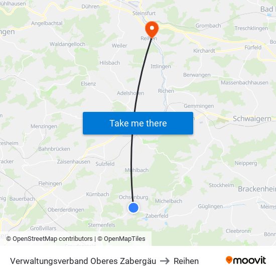 Verwaltungsverband Oberes Zabergäu to Reihen map