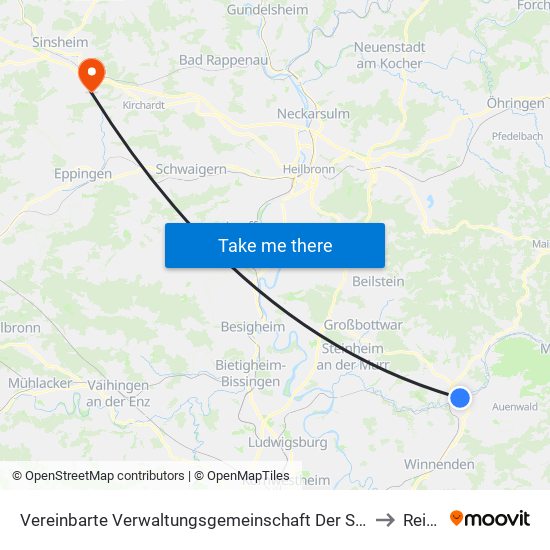 Vereinbarte Verwaltungsgemeinschaft Der Stadt Backnang to Reihen map