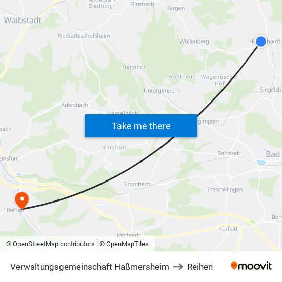 Verwaltungsgemeinschaft Haßmersheim to Reihen map