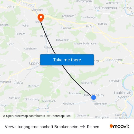 Verwaltungsgemeinschaft Brackenheim to Reihen map