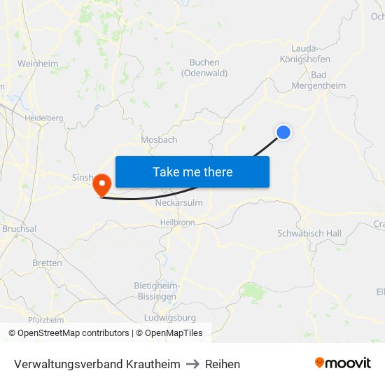 Verwaltungsverband Krautheim to Reihen map