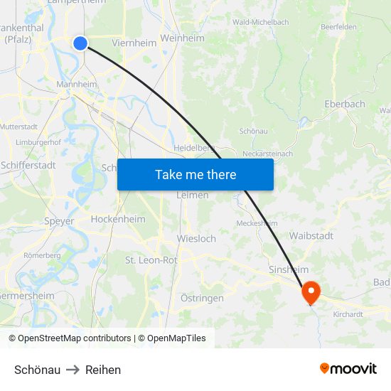 Schönau to Reihen map