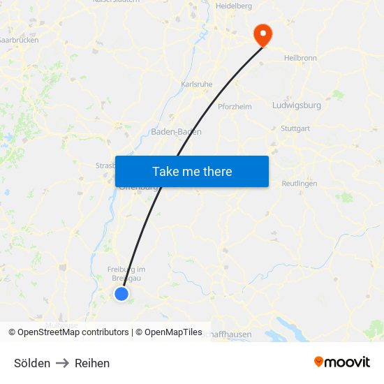 Sölden to Reihen map