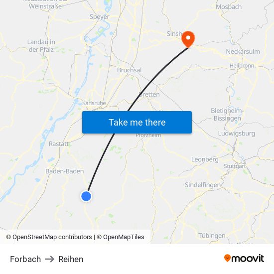 Forbach to Reihen map