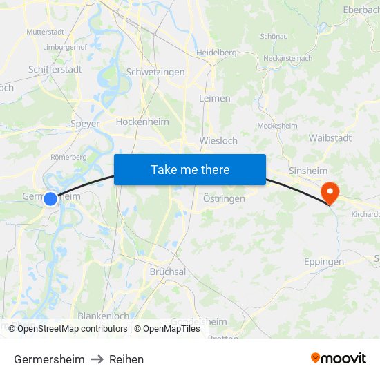 Germersheim to Reihen map