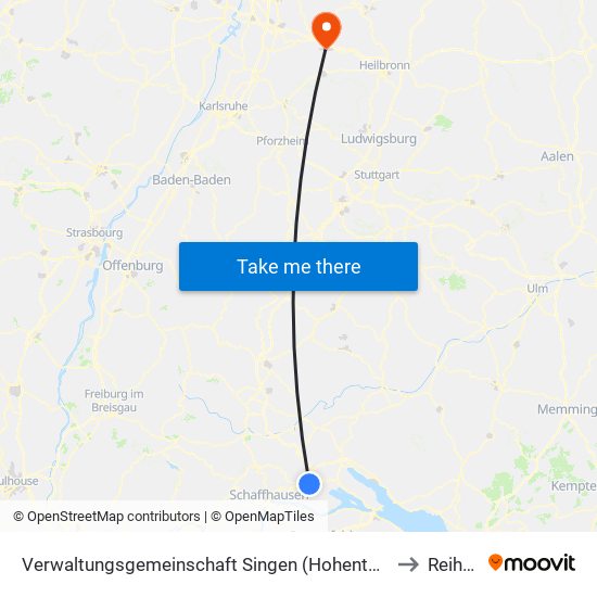Verwaltungsgemeinschaft Singen (Hohentwiel) to Reihen map