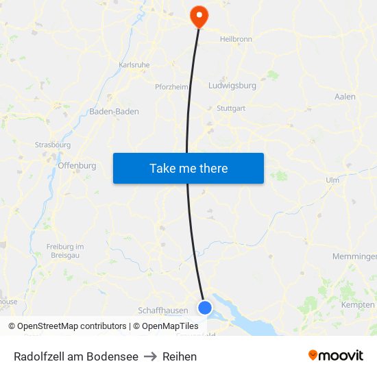 Radolfzell am Bodensee to Reihen map