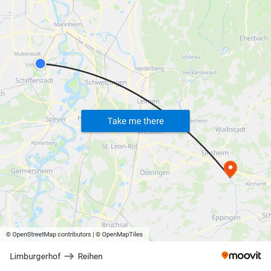 Limburgerhof to Reihen map