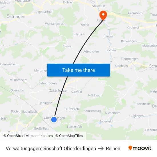 Verwaltungsgemeinschaft Oberderdingen to Reihen map