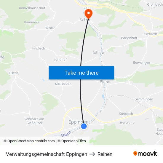 Verwaltungsgemeinschaft Eppingen to Reihen map
