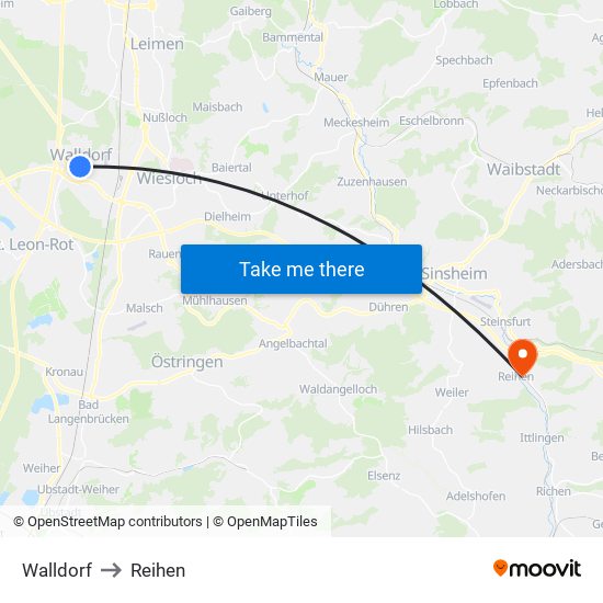 Walldorf to Reihen map