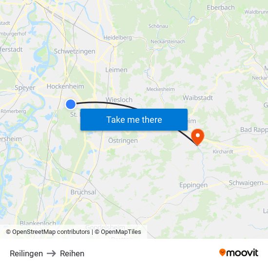 Reilingen to Reihen map