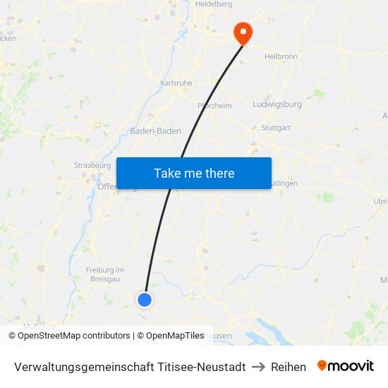 Verwaltungsgemeinschaft Titisee-Neustadt to Reihen map