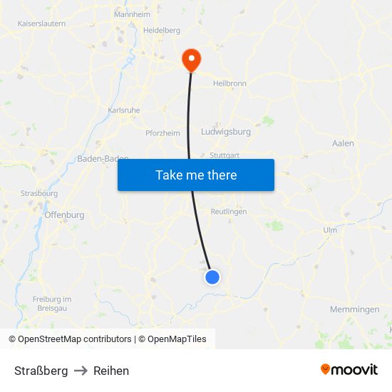 Straßberg to Reihen map