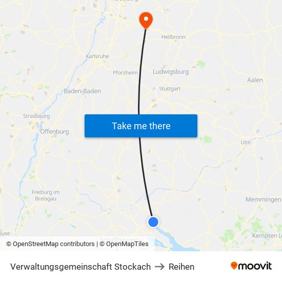 Verwaltungsgemeinschaft Stockach to Reihen map
