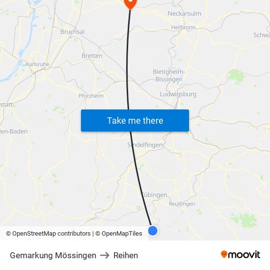 Gemarkung Mössingen to Reihen map