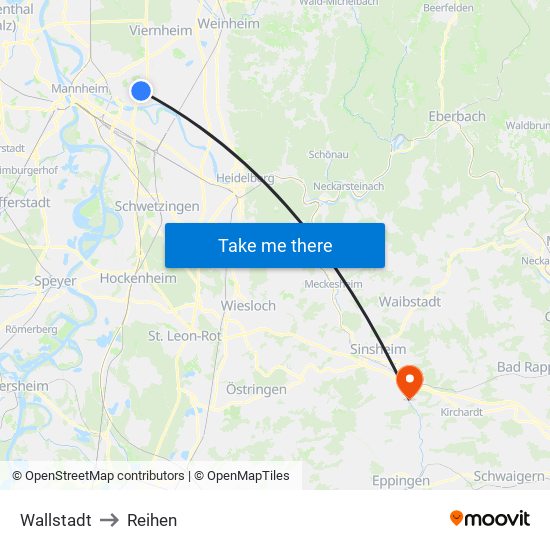 Wallstadt to Reihen map